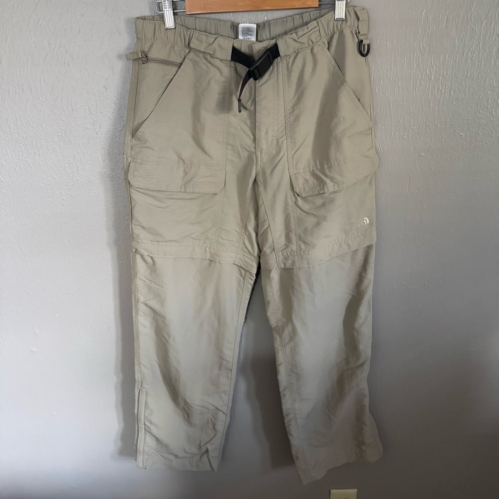 The North Face Convertible Hiking Pants Mens M Beige Cargo Outdoor Trail Zip Off